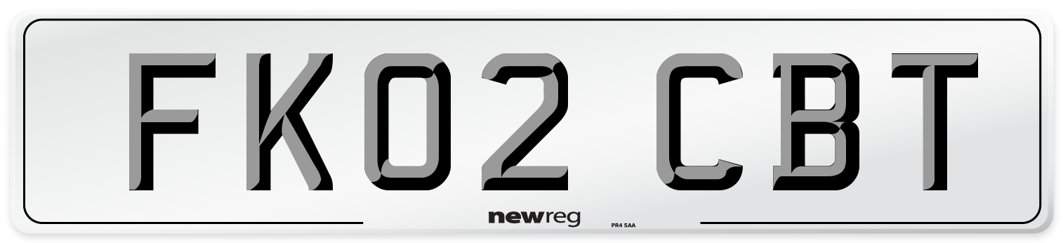 FK02 CBT Number Plate from New Reg